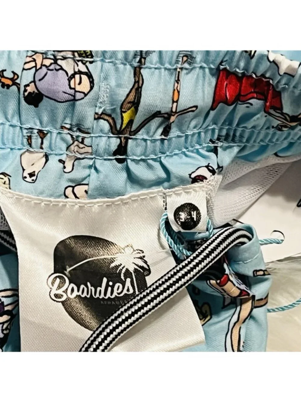 NEW Boardies Apparel Boy's Beach Folk Swim Trunks Light Blue Wet Bag Age 3/4Y